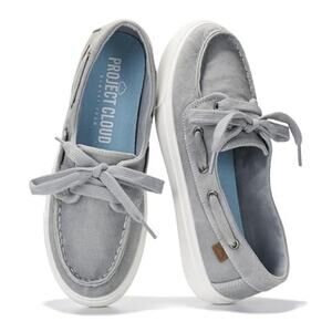 NIB! Project Cloud Seasalt Boat Shoe Womens 7.5 Grey Slip On Memory Foam NonSlip